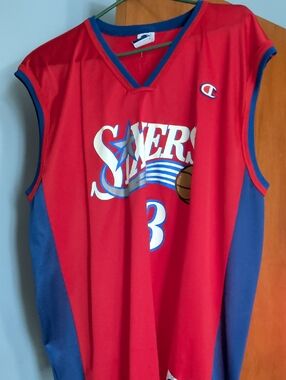 Champion Red & Blue 76ers Basketball Jersey #3
